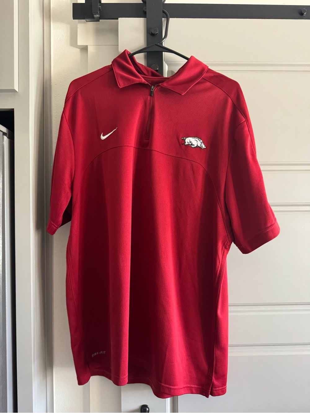 Nike Men’s Red Quarter-Zip Polo with Embroidered Razorback